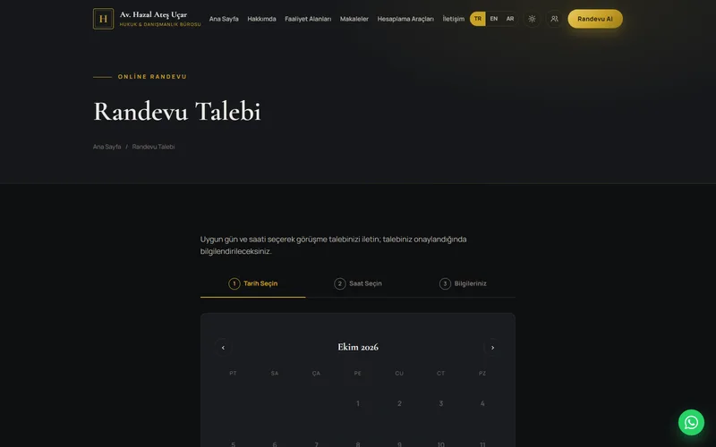 Takvimli online randevu sayfası