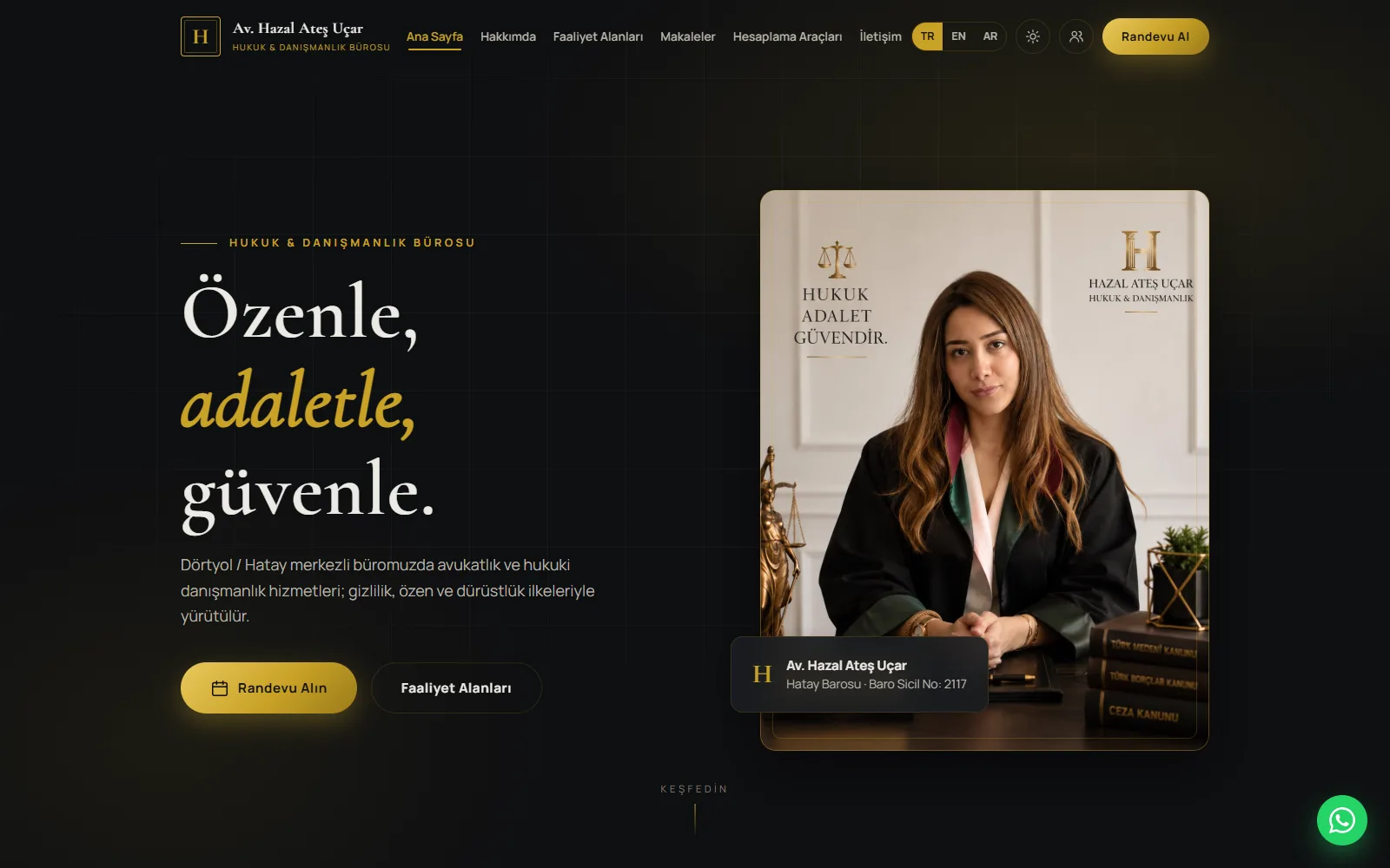 Av. Hazal Ateş Uçar Law Office — screenshot