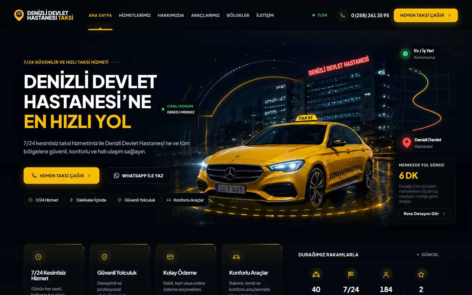 Denizli Hastane Taksi sitesi açılışı: tek dokunuşla arama düğmesi