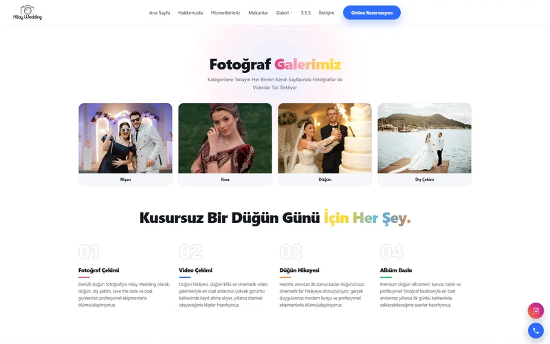 Hilay Wedding rezervasyon ekranı