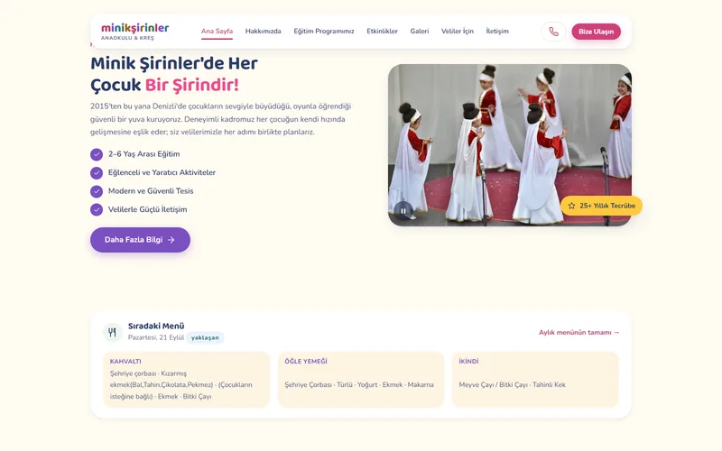 Minik Şirinler eğitim programı bölümü