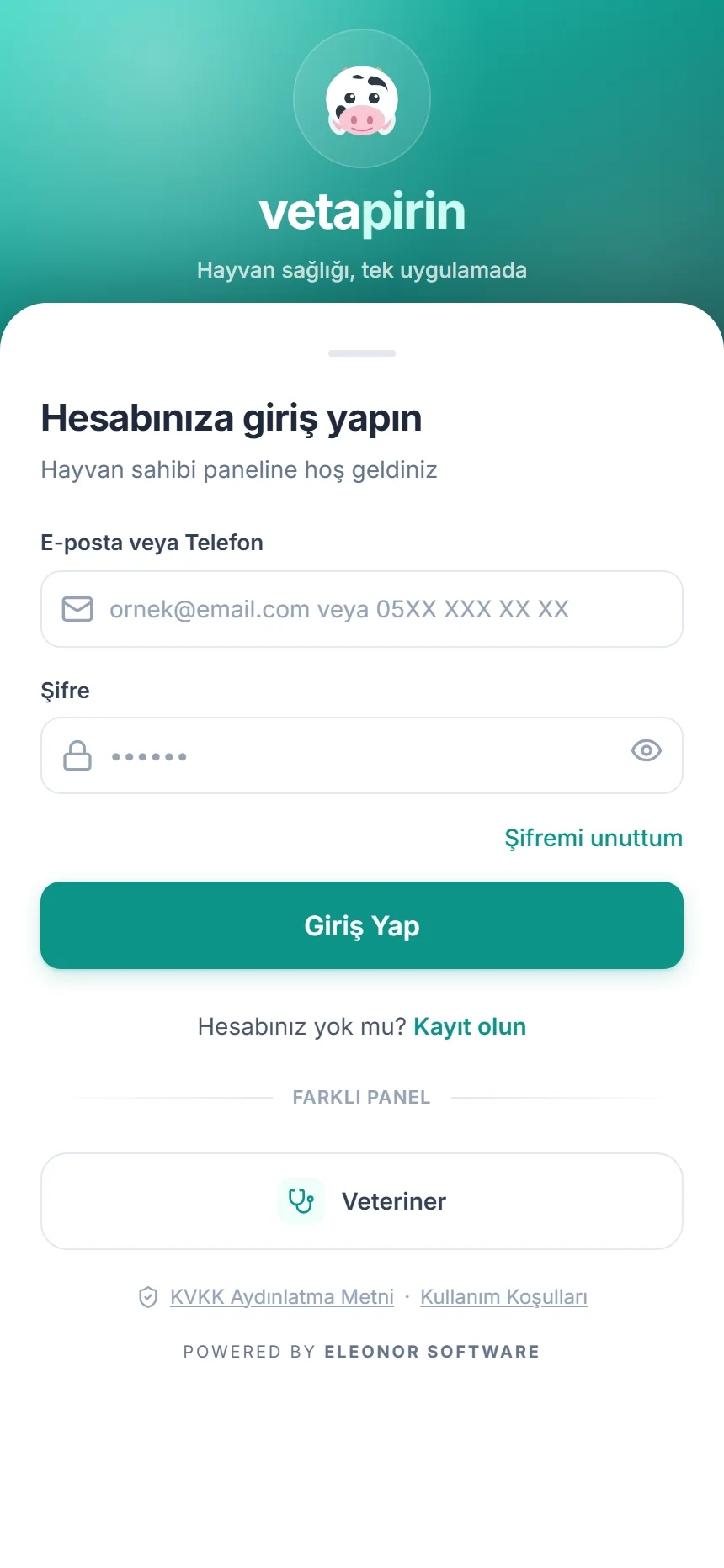 Vetapirin uygulaması mobil ekran
